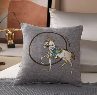 Croker Horse 45cm Throw Pillow Cover – Luxury Embroidered Cushion Cover for Sofa & Couch, 1-Pack
