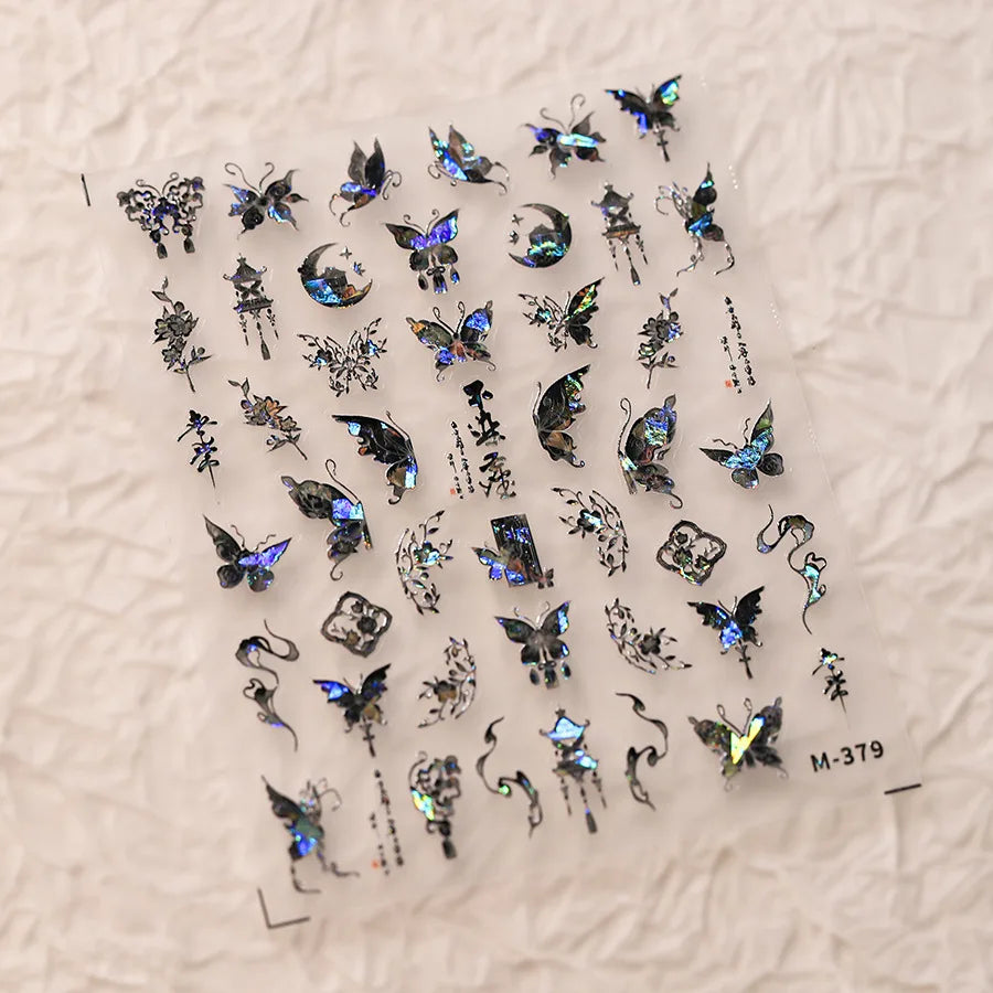 5D Glitter Butterfly Nail Sticker – Kawaii Aurora Nail Art Decal for DIY Manicure & Nail Decorations