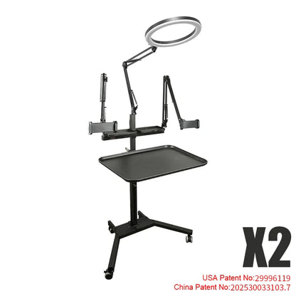 TAIDU Tattoo Workstation – Foldable LED Light 60W with Phone Holder, Tray Table, Nail Lamp & Tattoo Work Cart