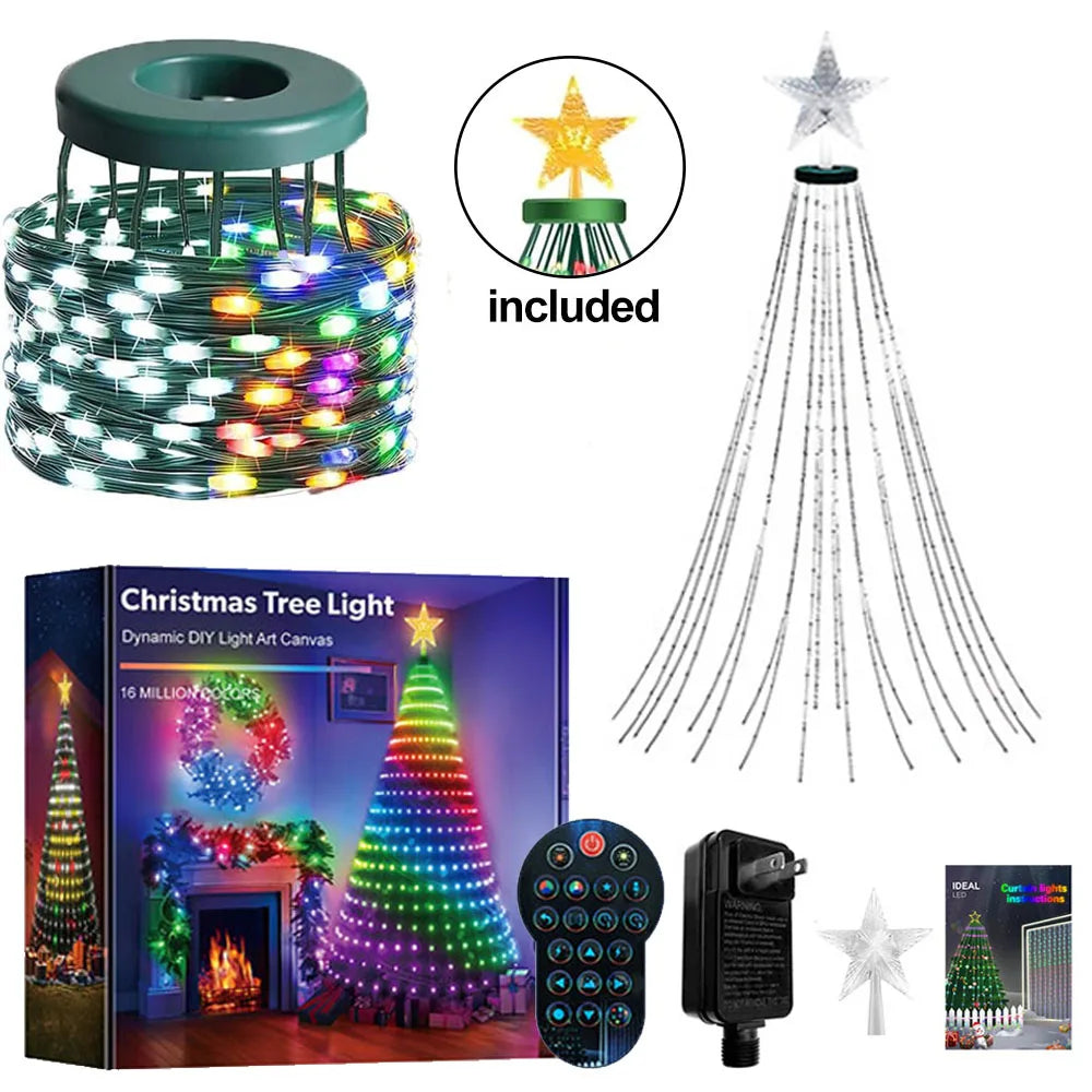 Christmas Tree Lights - 400LED RGBIC Smart Fairy String Lights with Star Topper for Indoor & Outdoor Decor