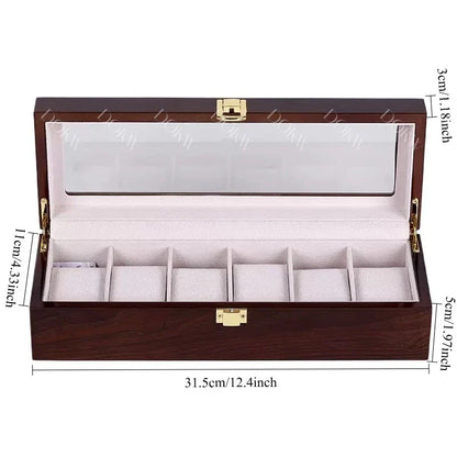 Luxury Wooden Watch Box Organizer – 1/2/3/5/6/10/12 Grid Slots Display Case for Men & Women Watches Jewelry