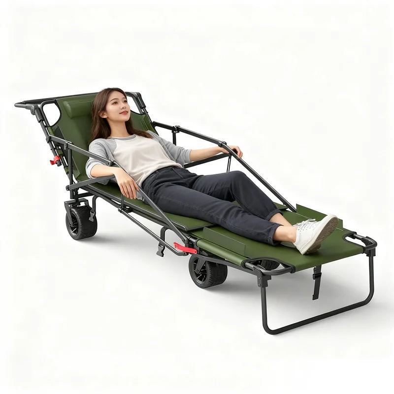 Foldable Outdoor Camping Trolley - Portable Beach Cart Push Chair & Utility Trailer for Outdoor Activities