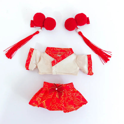 17cm Mini Plush Doll Clothes — Outfit Accessories for Labubu V1 & V2, Christmas Cookie Man Sweater Hat, New Year Gift