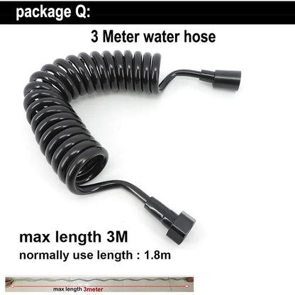 Black Toilet Bidet Sprayer Set - Handheld Bathroom Wash Spray Gun with Flexible Hose, Water Valve & Cleaning Shower Head