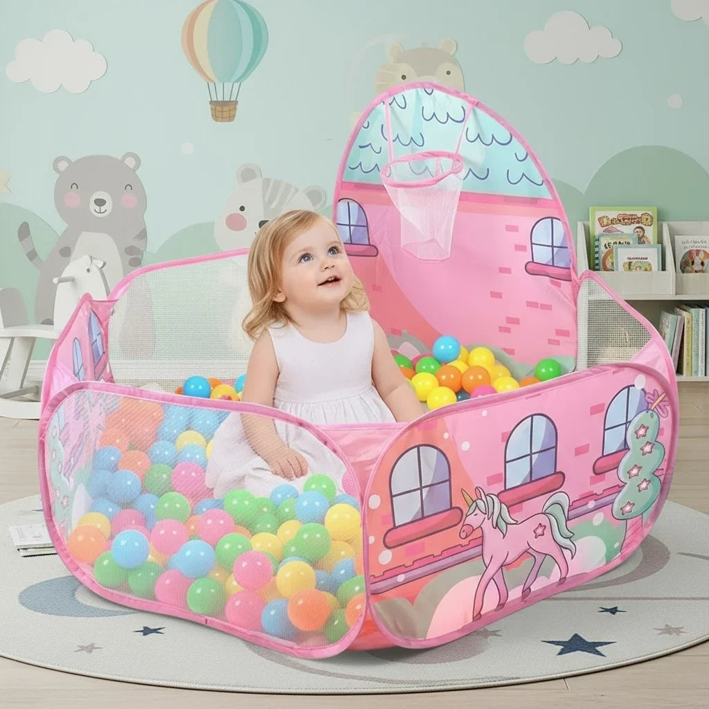 Foldable Kids Play Tent - Large Pop-Up Ball Pool Toy Enclosure for Indoor & Beach Fun