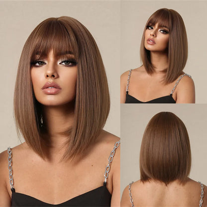 CharmSource Pink BOBO Short Synthetic Wig for Women — Natural Wave, High-Density, Heat-Resistant Hair for Daily & Party