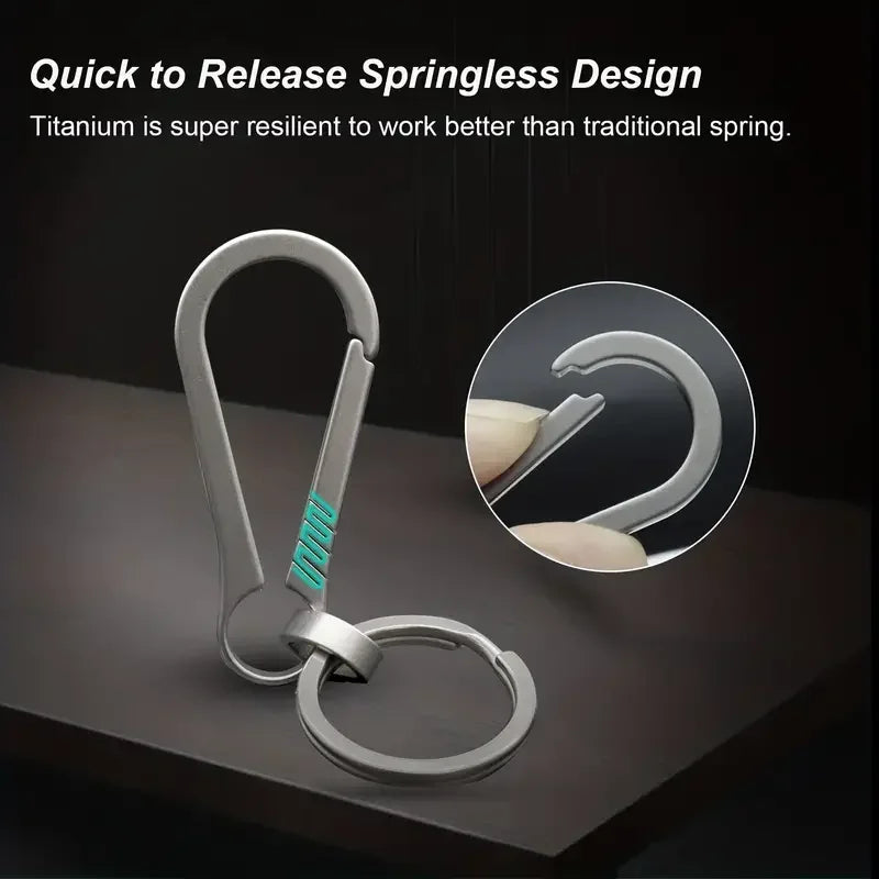 Titanium Carabiner Keychain – Hook Key Ring with Bottle Opener for Camping, Hiking & Outdoor Travel