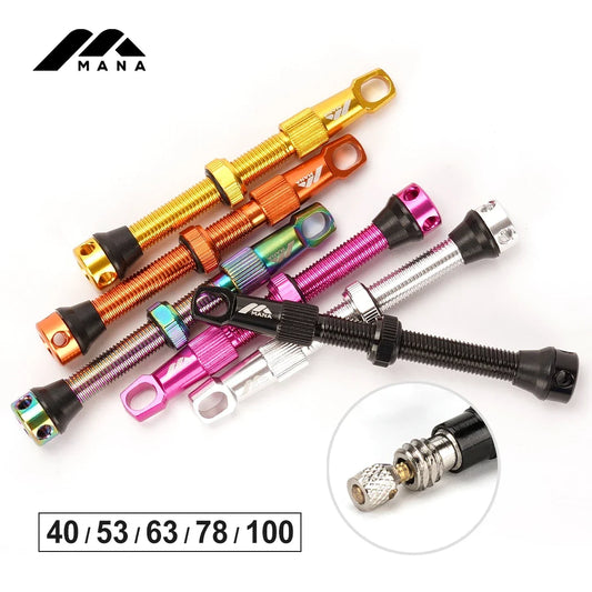 MANA 1Pair Bicycle Presta Valve - 40/53/63/78/100mm Aluminum Alloy for Tubeless Road/MTB/Gravel Bikes | ELITEWHEELS Compatible