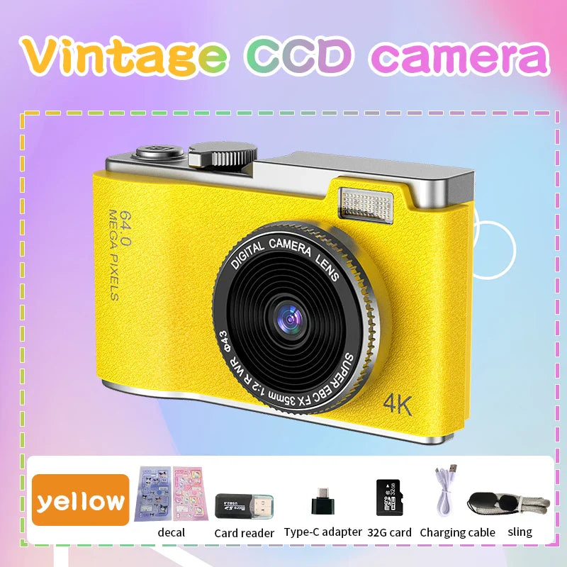 4K Digital Camera – 64MP Photography & Video Camcorder for Kids, Adults & Beginners | Rechargeable with 2.4 Inch Screen