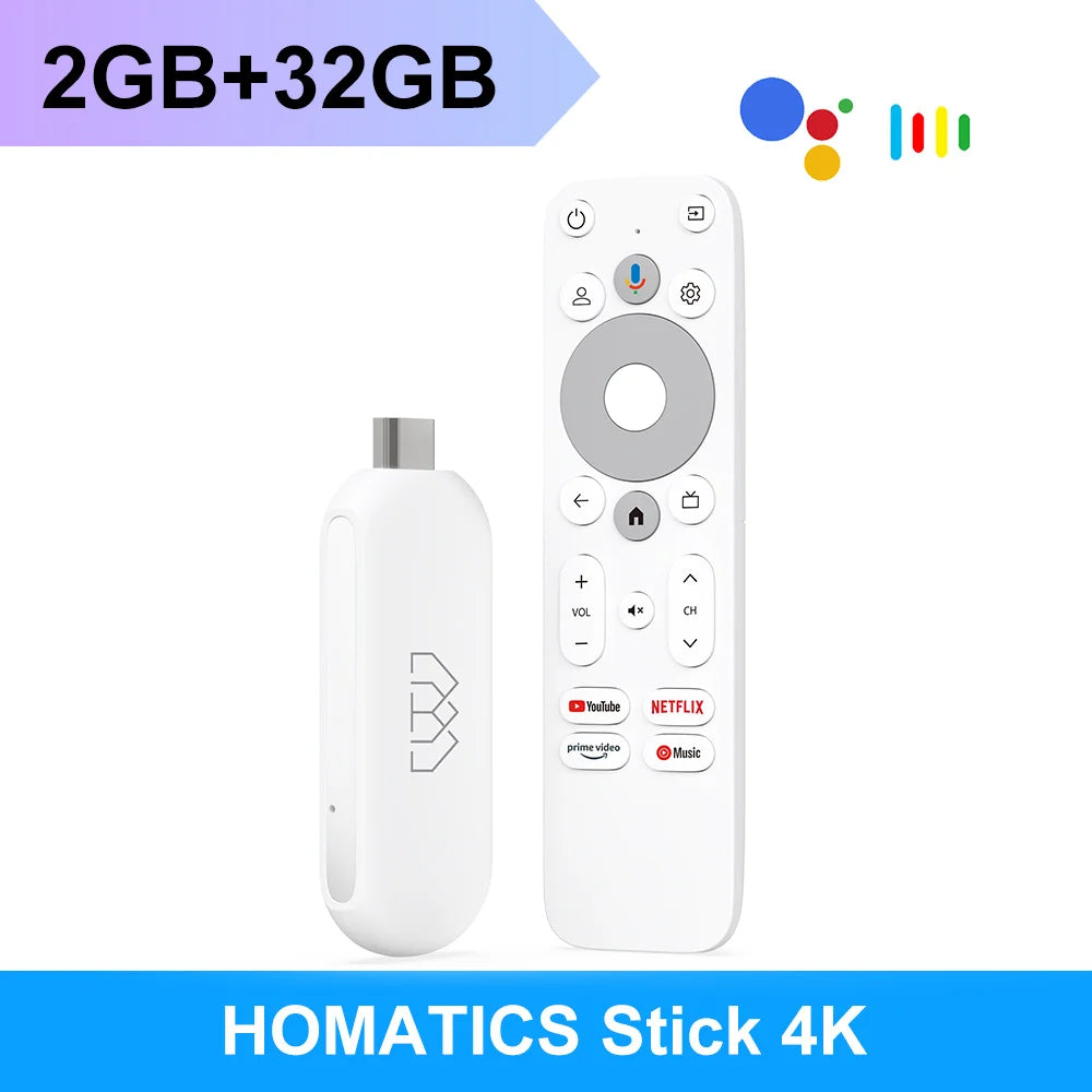 HOMATICS 4K TV Stick – Google Certified, Netflix, 2GB RAM, 32GB ROM, Dolby Atmos, Amlogic S905Y4, WiFi Streaming Box
