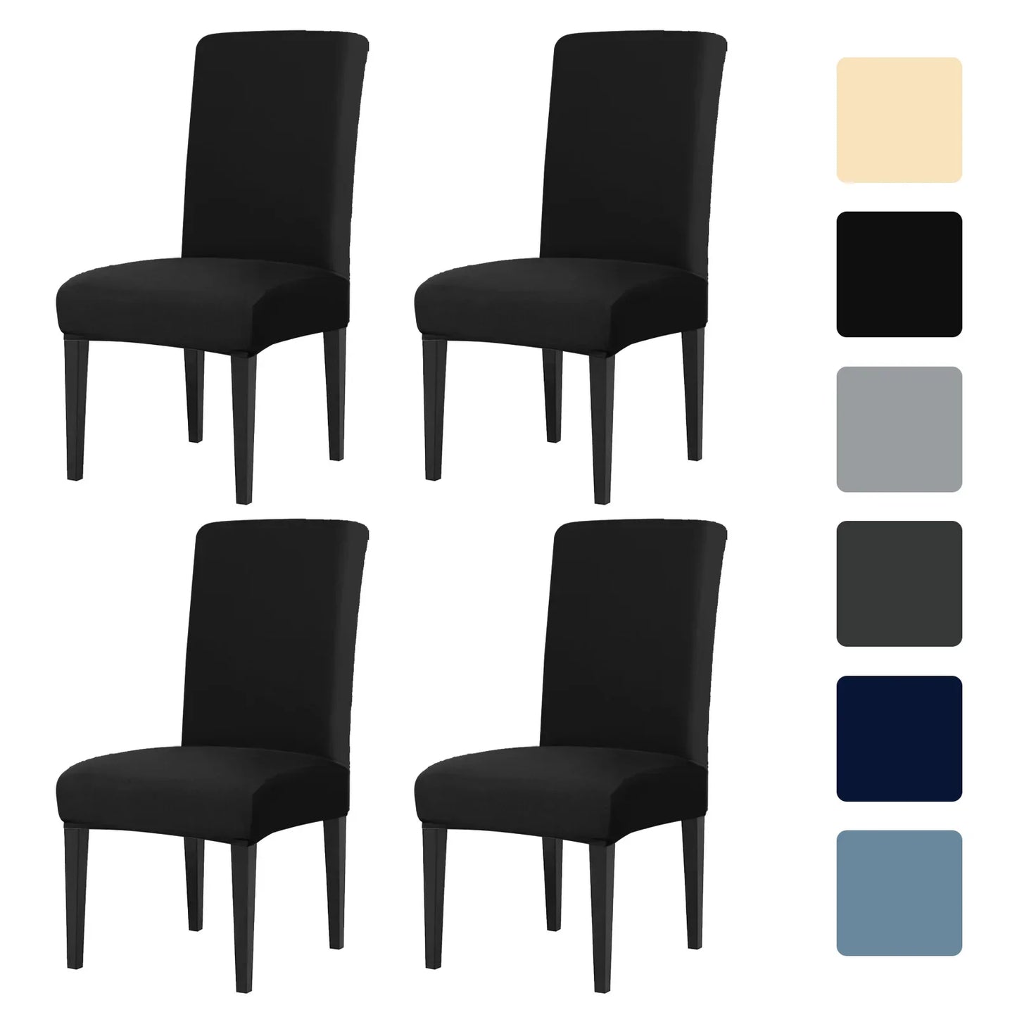 4Pc High Stretch Dining Chair Covers – Elastic Non-Slip Slipcovers, Removable Seat Protectors for Living Room, Kitchen & Wedding