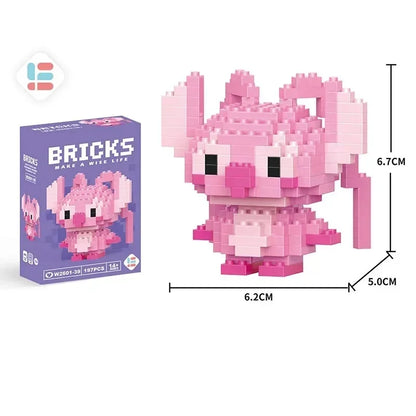 Stitch, Sanrio, and Mickey Mouse Cartoon Dolls - Micro-Particle Building Block Toys Compatible with Children's Gifts