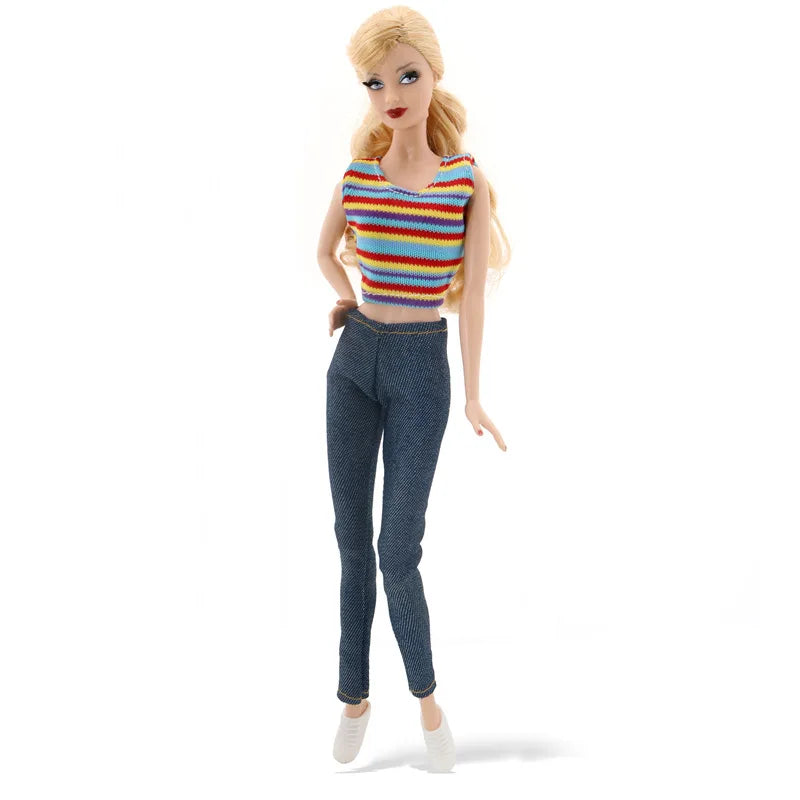 Fashion Doll Clothes for Barbie – Casual Dress, Pants & Trousers Outfit Accessories for Girls Gift Toy