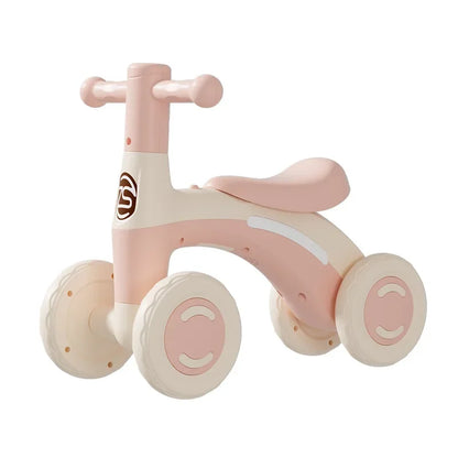 Anti-Tip Baby Balance Bike — 4-Wheel Silent Glider Walker for Ages 1-3, Toddler Training Ride-On with Safety Wheels for Indoor & Outdoor Use