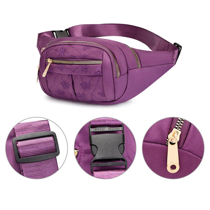 Women's Waterproof Waist Bag - Designer Oxford Cloth Crossbody Chest Bag, Fashionable Fanny Pack and Banana Hip Purse