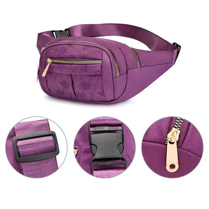 Women's Waterproof Waist Bag - Designer Oxford Cloth Crossbody Chest Bag, Fashionable Fanny Pack and Banana Hip Purse