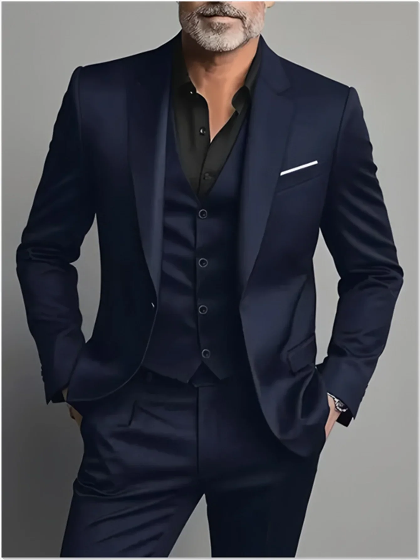 Men's Slim Fit Tuxedo Suit Set - Elegant Black Formal Suit for Weddings, Business & Special Occasions