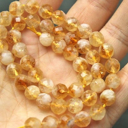 Natural Citrine Crystal Round Beads - DIY Loose Gemstone Beads for Handmade Bracelets & Necklace Jewelry Making