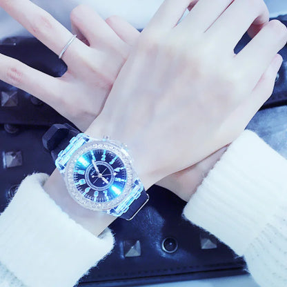 Luminous LED Flash Watch: Trendy Unisex Jelly Wristwatch with 7 Color Lights - Perfect for Students and Lovers