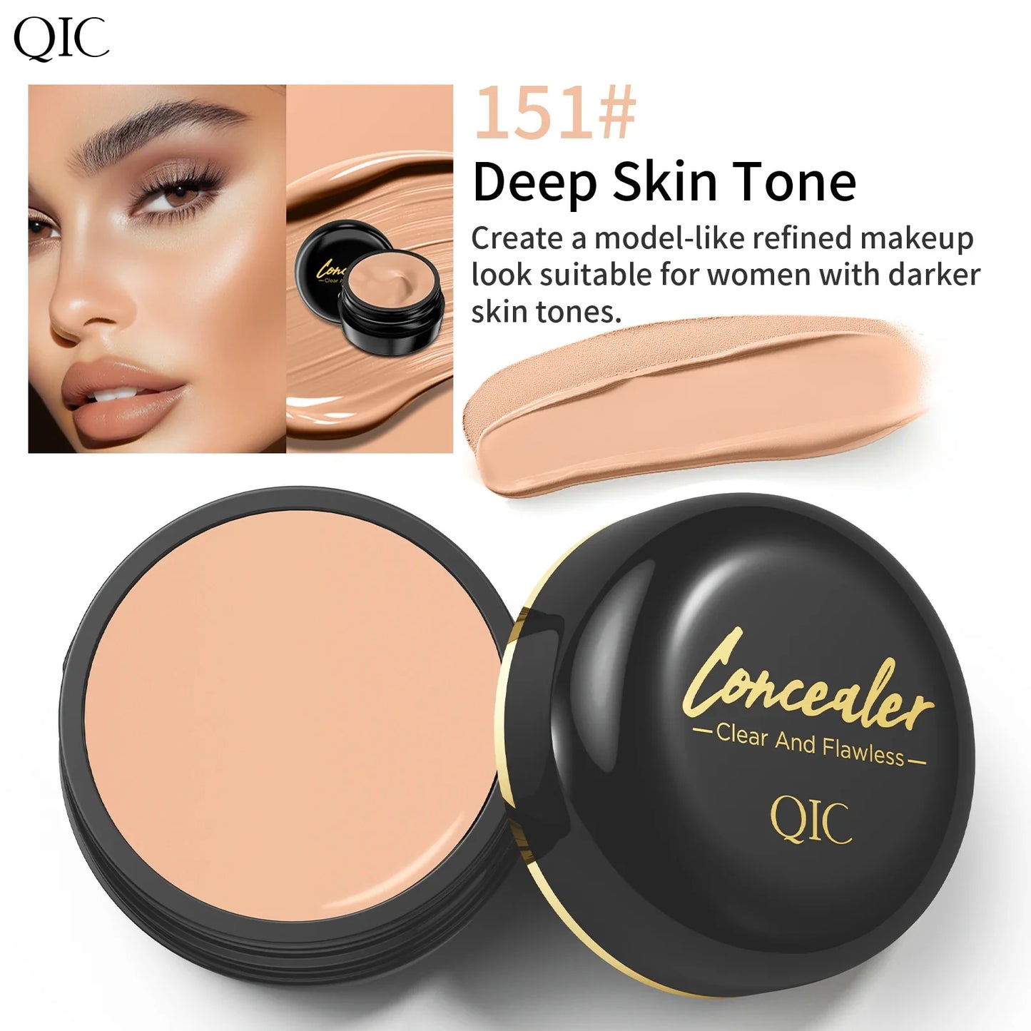 Waterproof Full-Coverage Concealer — Natural Finish Foundation for Tattoos, Scars, All Skin Tones & Types
