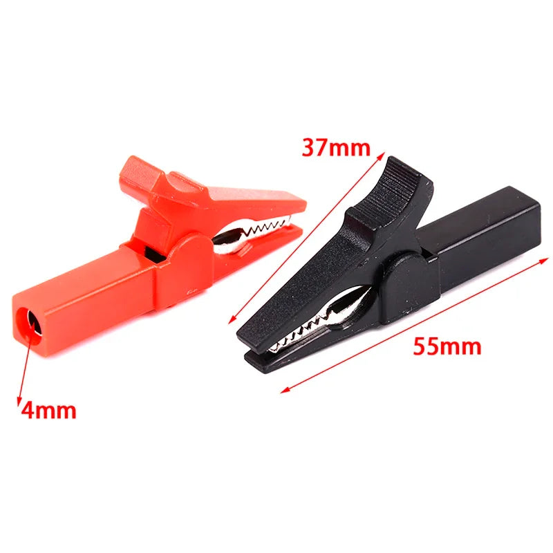 4Pcs 55mm Alligator Clip Test Leads - 4mm Banana Plug Probe Cables Red Black for Testing Equipment