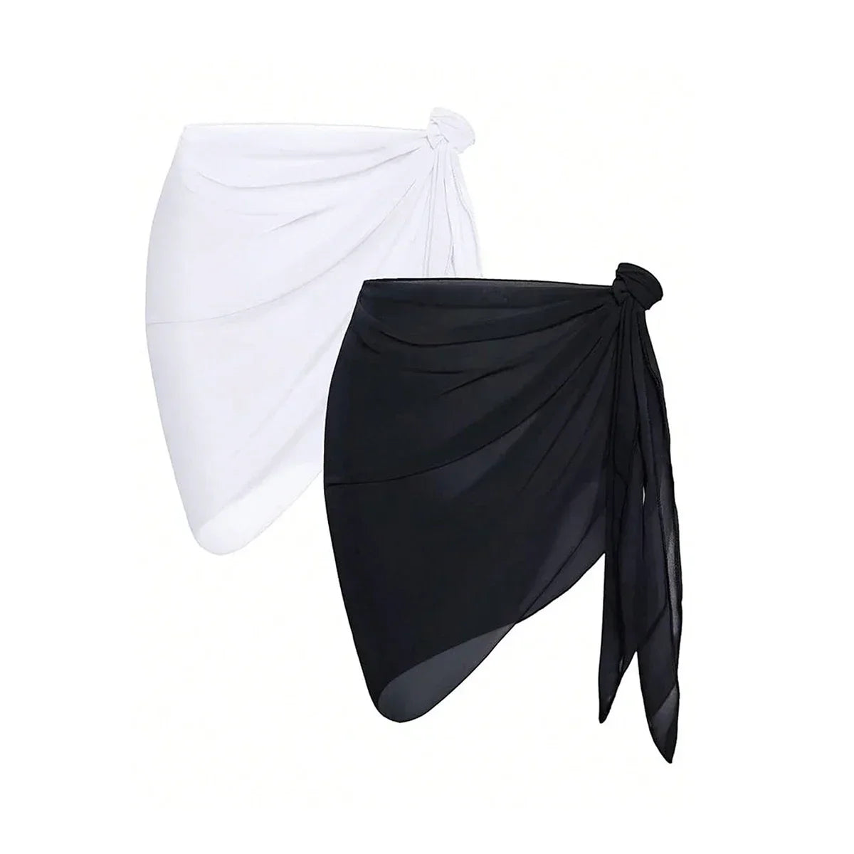 Women's Summer Sarong Cover Up - Sheer Chiffon Beach Wrap Short Skirt for Bikini & Swimwear