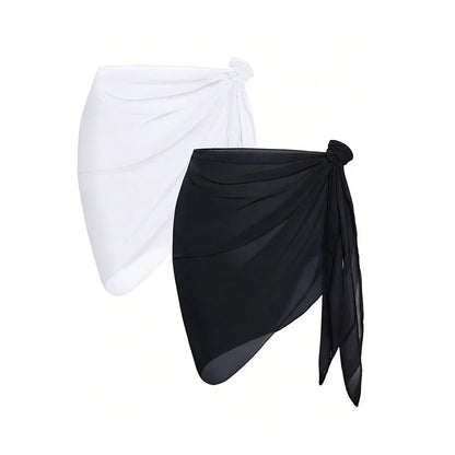 Women's Summer Sarong Cover Up - Sheer Chiffon Beach Wrap Short Skirt for Bikini & Swimwear