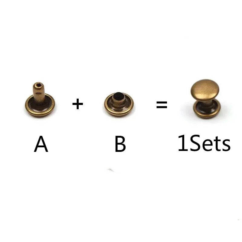 100 Sets Metal Double Cap Round Rivets 6-8mm – Nail Spike Studs for Leather Craft, Shoes, Bags & DIY Accessories