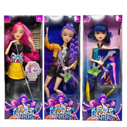 K-Pop Demon Hunters Humanoid Dolls — Mira, Rumi & Zoey (Music & No-Music) | Articulated Christmas Gift Box