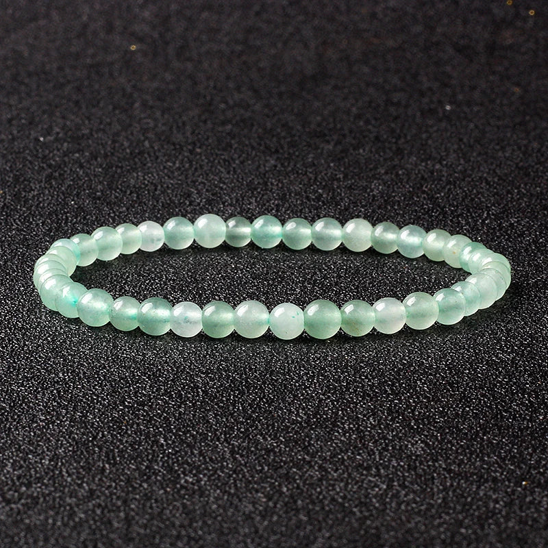 4mm Natural Stone Bead Stretch Bracelet for Men & Women – Agate Lava Handmade Reiki Crystal Jewelry