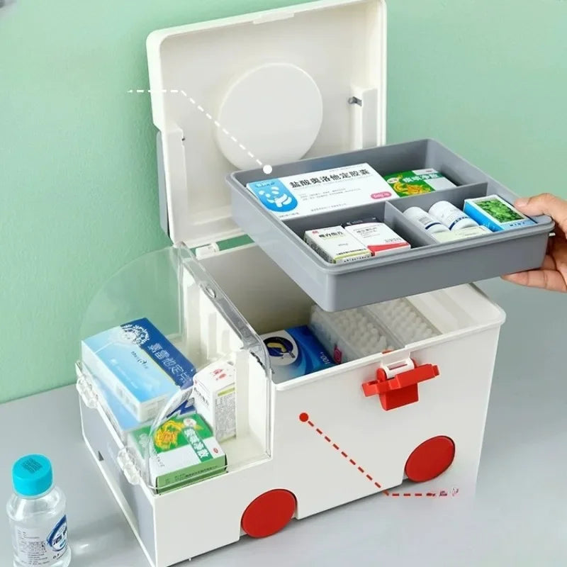 Multifunctional Ambulance Medicine Box – Large Capacity Portable Medical Storage for Household Use