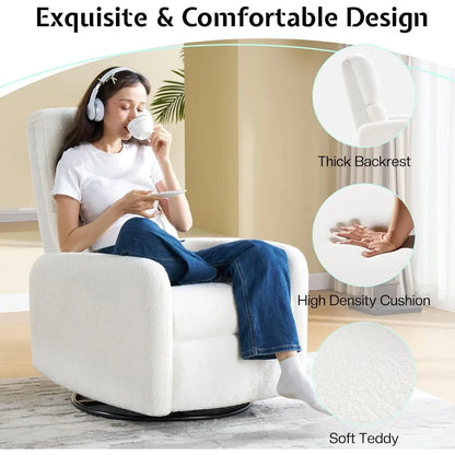 Swivel Glider Rocking Recliner Chair – Massage Nursery Armchair with Rocker Recline for Adults