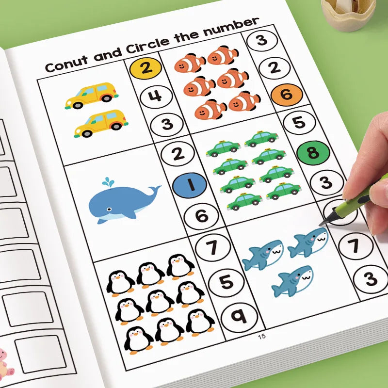 Interactive Preschool Math Workbook – Number Tracing, Addition & Subtraction Worksheets for Early Learning Activities