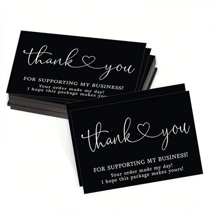 50pcs Thank You Business Cards – Customer Appreciation Gift Tags for Cake Decoration, Retail Packaging & Small Business Branding Cards