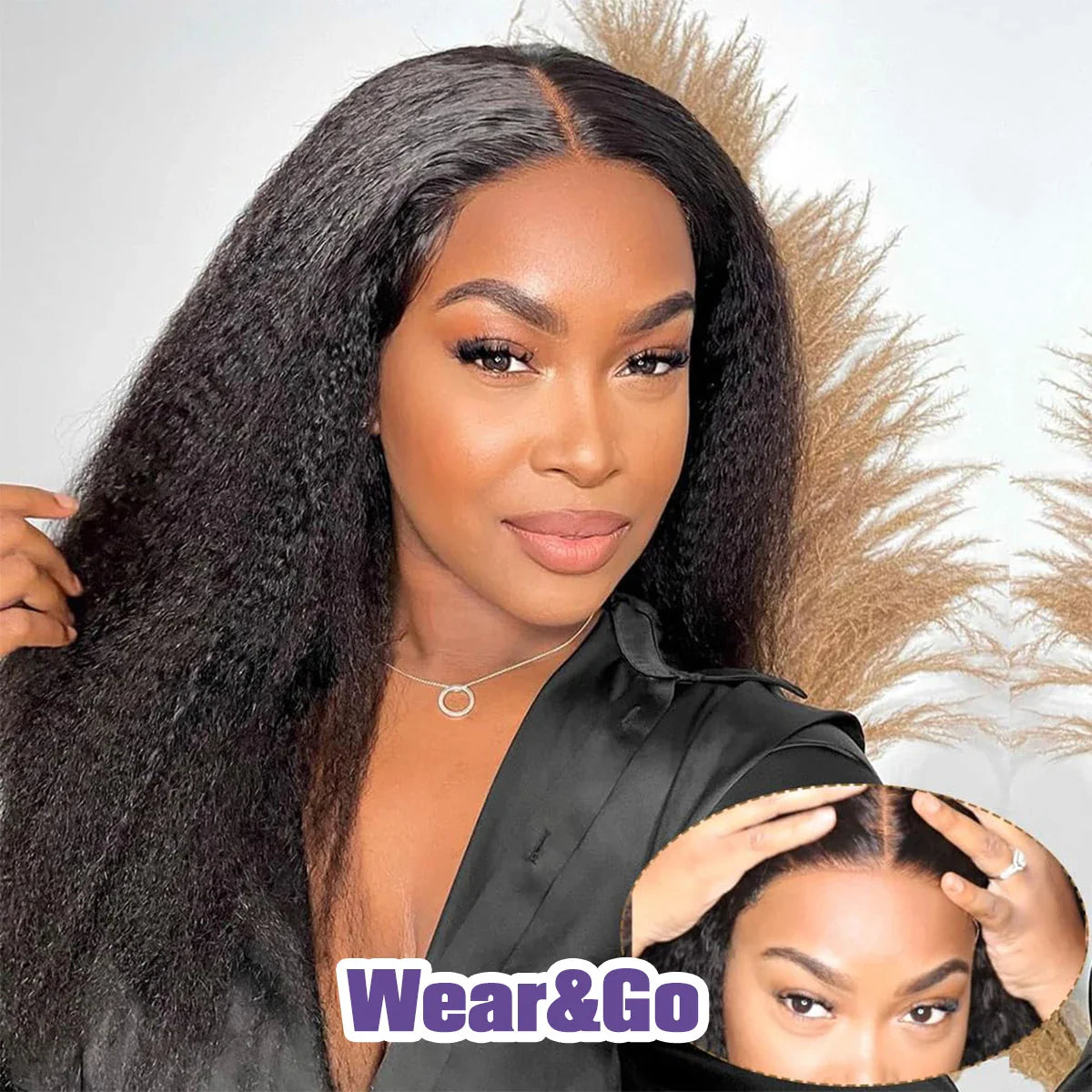 Kinky Straight Human Hair Wig – 13x4 Lace Front, Pre-Plucked Yaki Straight Brazilian Wig
