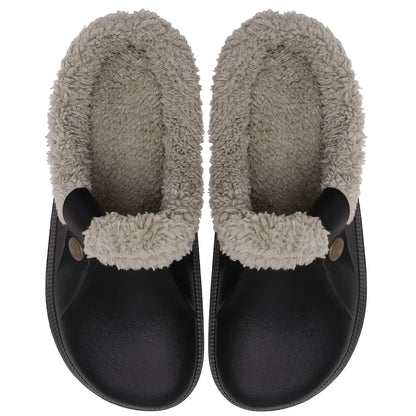Comwarm New Fuzzy House Slippers for Men and Women - Winter Waterproof Garden Shoes with Soft Plush, Warm Outdoor Furry Clogs