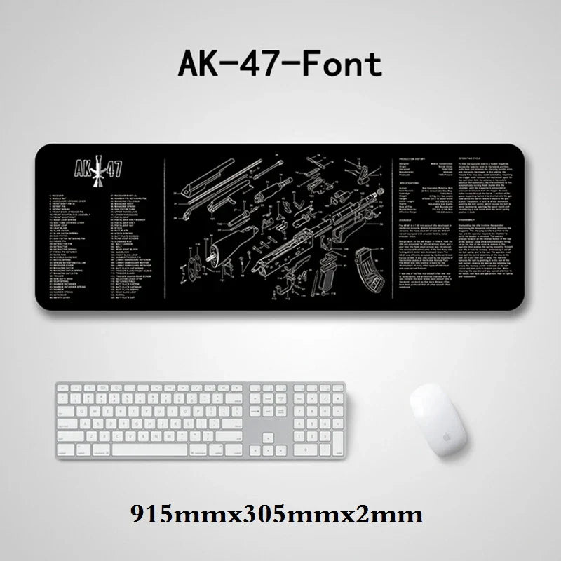 Gun Cleaning Mat Mouse Pad — Armorers Bench Mat with Parts Diagram & Instructions for AR15, AK47, GL, 1911