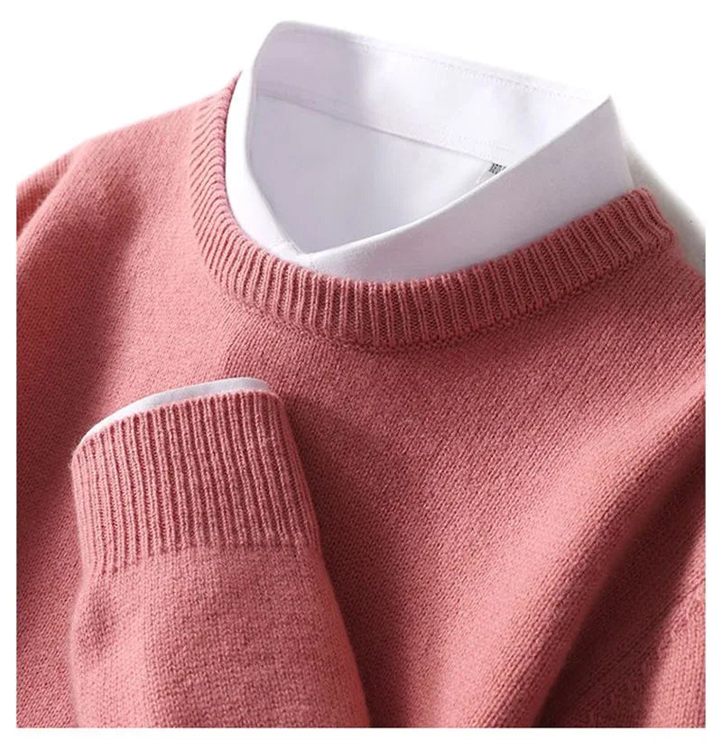 Men's Autumn Winter Cashmere Sweater - Soft Warm O-Neck Loose Knit Pullover Korean Style Top