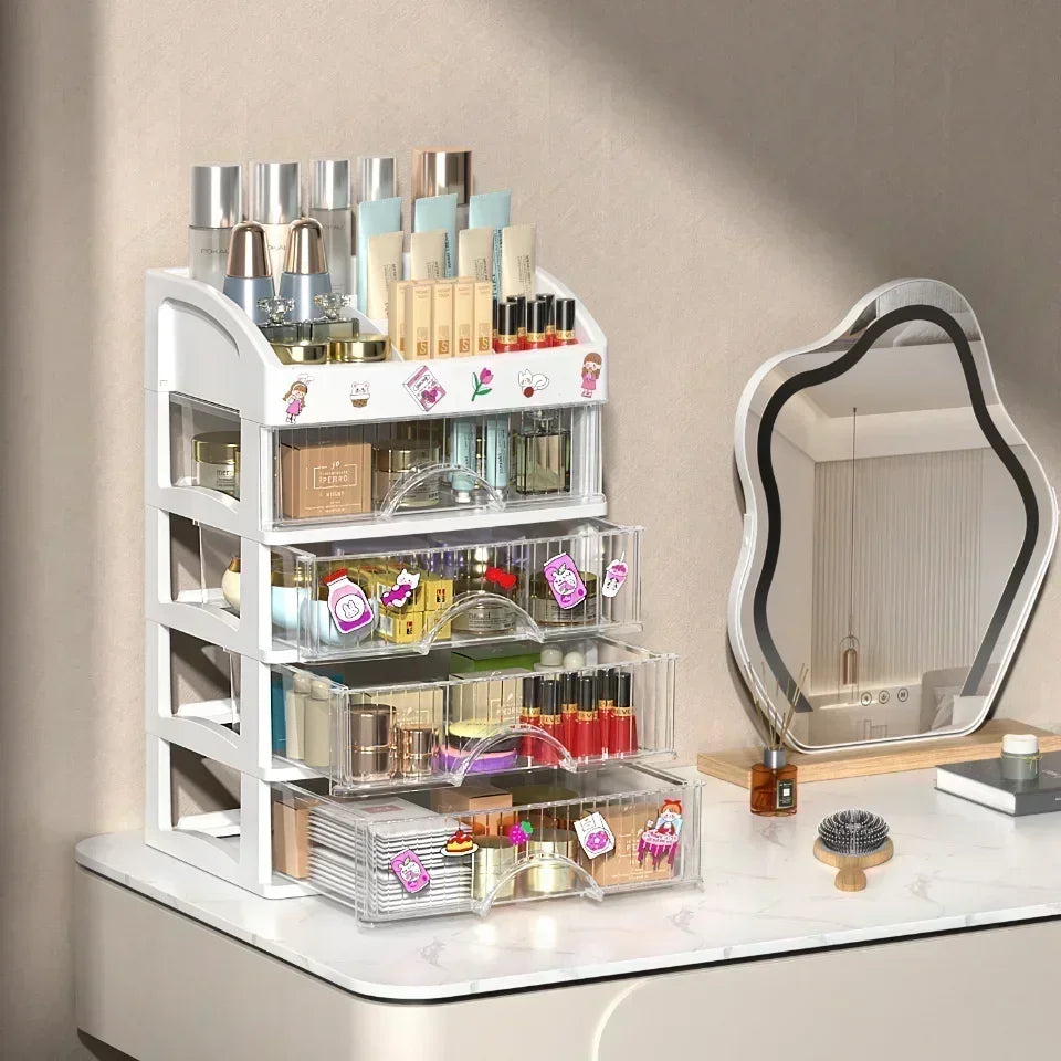 Hot Drawer Makeup Organizer – Large Capacity Plastic Storage Box, Lipstick Holder & Office Supplies Organizer