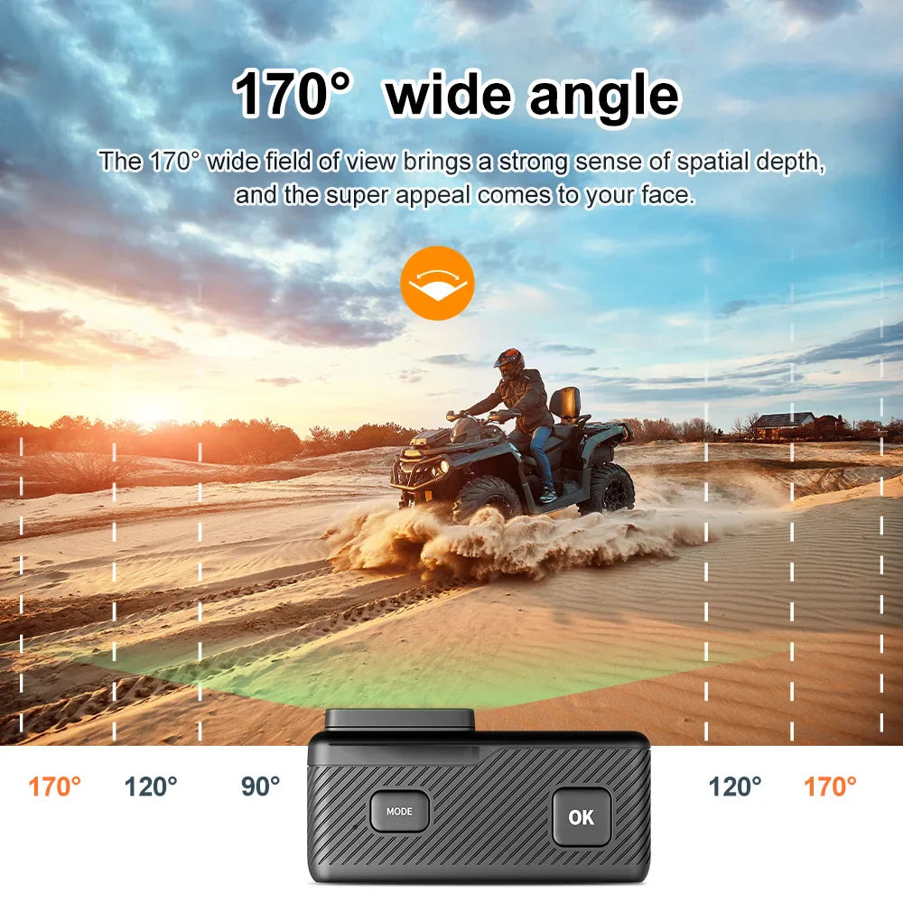 5K Action Camera – 4K60FPS, EIS, Dual Screen, 170° Wide Angle, 30M Waterproof Sport Camera with Remote Control