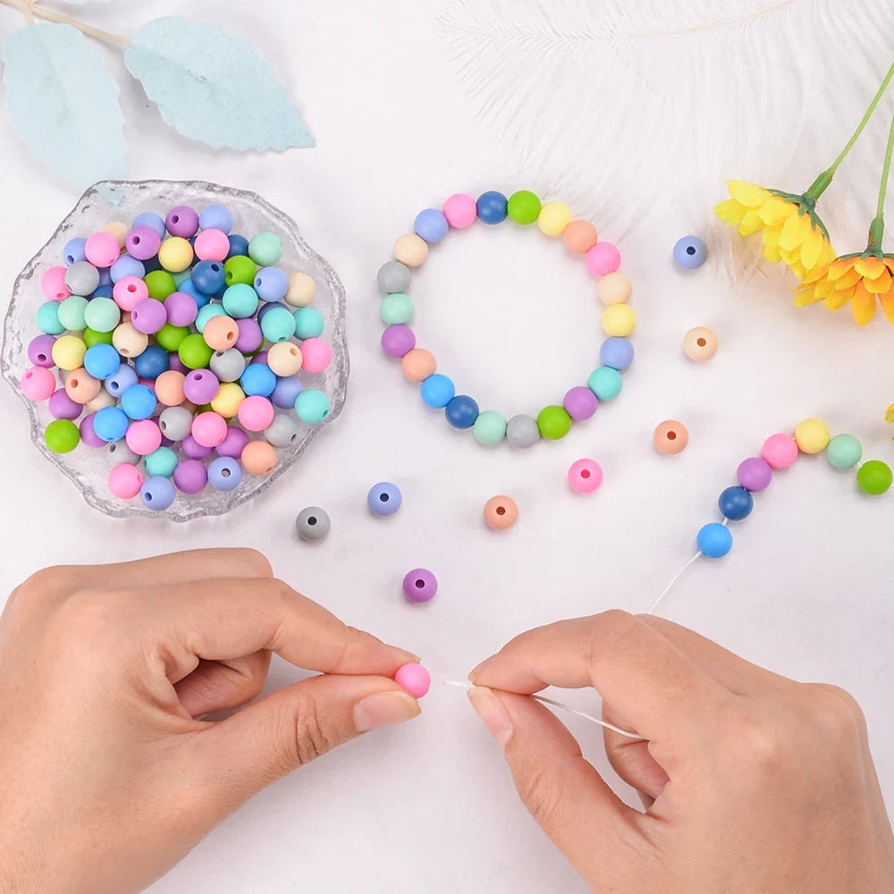 LOFCA Silicone Round Beads 20pcs - 9/12/15mm DIY Jewelry Making Beads for Bracelets, Keychains & Necklaces