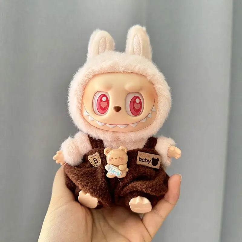 17cm Labubu Doll Clothes — Mini Outfit Accessories for K-Pop EXO I & II Dolls | Sitting Party Overalls Gift