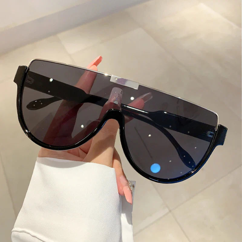 KAMMPT Vintage Semi-round Sunglasses: Fashion Monoblock Outdoor Goggle Shades, Ins Trending New Design UV400 Eyewear for Women