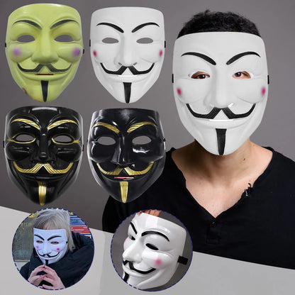 Anonymous Movie Masquerade Face Mask – Halloween Cosplay Prop for Adults & Kids