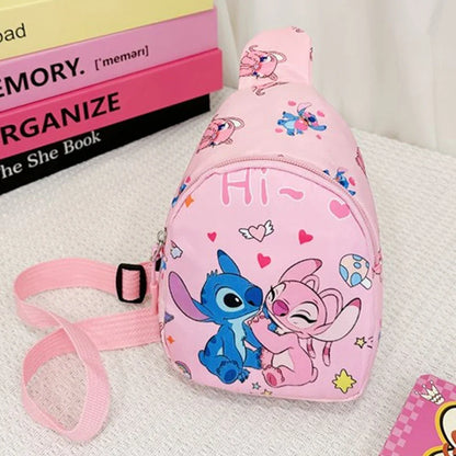 Stitch & Angel Sling Chest Bag – Cartoon Anime Crossbody Shoulder Bag with Coin Purse for Daily Travel