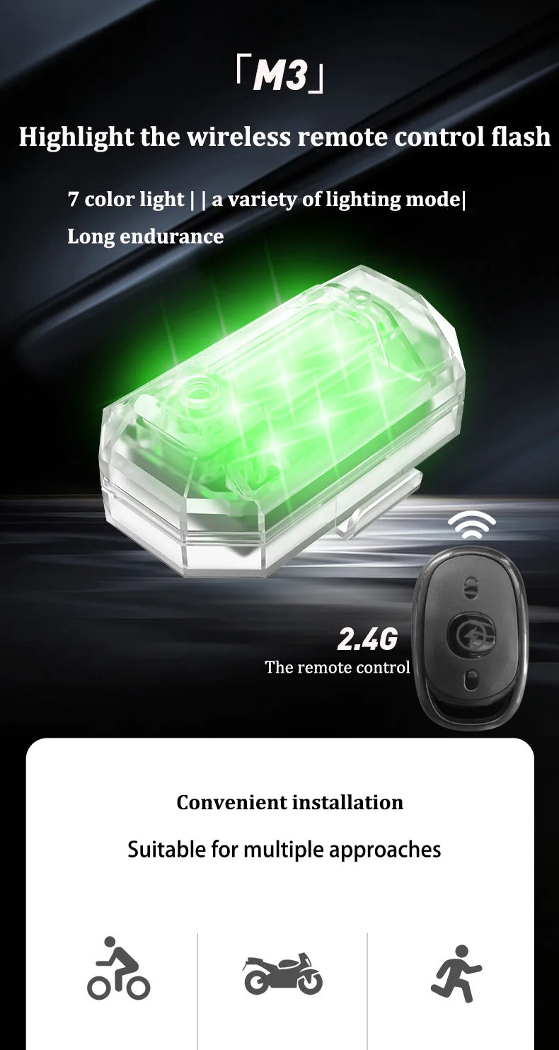 1/2/4PCS Remote RC LED Flash Lights – Wireless Warning Lights for Motorcycles, Drones & RC Aircraft