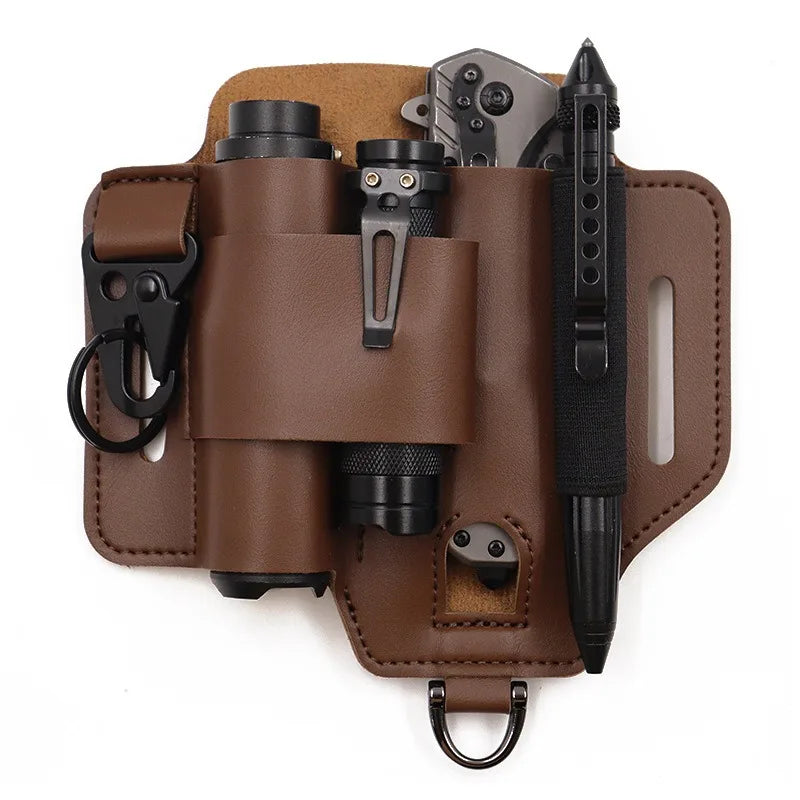 EDC Tactical Tool Holster - Outdoor Waist Storage Pouch for Flashlight, Knife & Wilderness Survival Gear