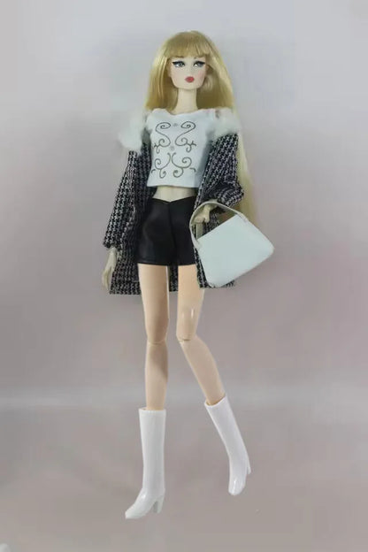 Handmade BABI CLOTHES Leather Overcoat – 11.5 Inch 30cm Doll BJD Outfit Accessories Gift