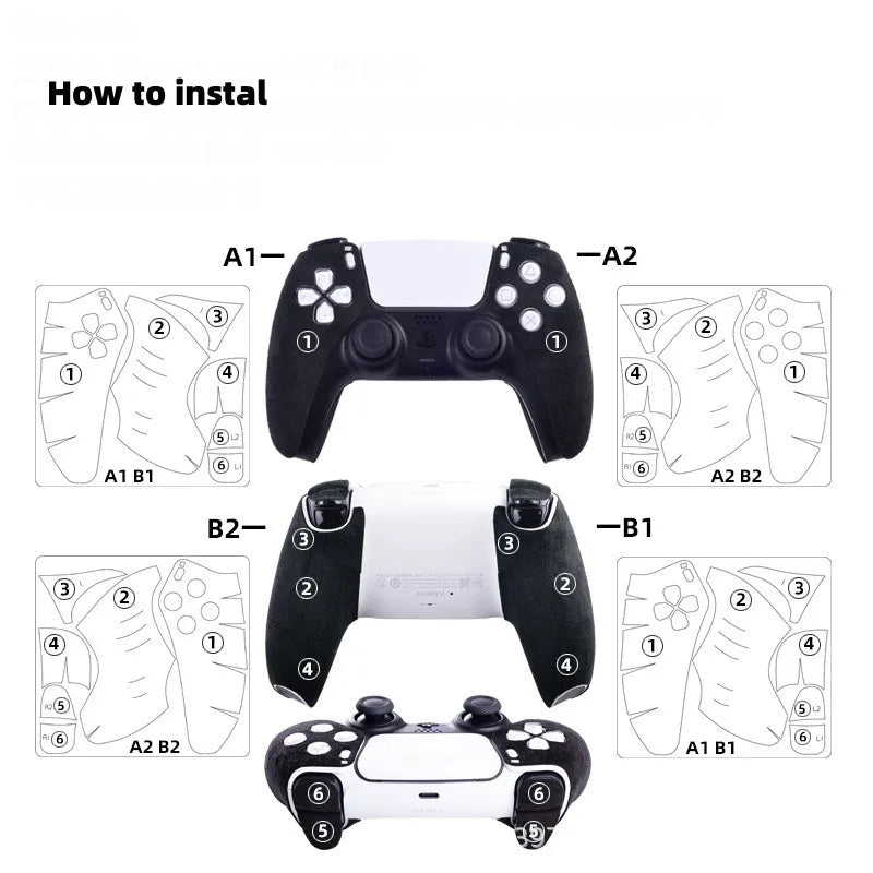 PS5 Controller Accessories – DualSense Edge Suede Leather Anti-Slip Soft Touch Sweat-Absorbing Sticker