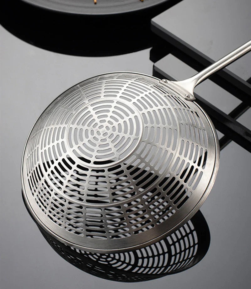 3 Sizes Round 304 Stainless Steel Strainer Set – Long Handle Kitchen Sieves for Hot Pot, Oil Filter & Cooking Tools